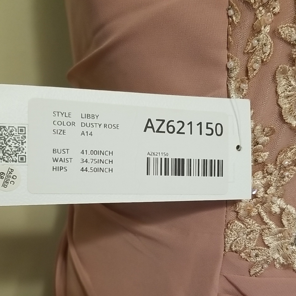 NWT AZAZIE Libby Dusty Rose A-Line Sequins Chiffon Floor-Length Dress Wedding 14 - Picture 14 of 16